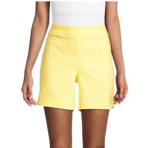 Nannette Lepore Yellow Checked High-Waist Shorts Size L NWT